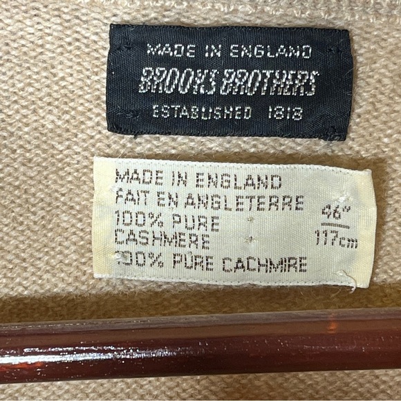 Brooks Brothers 100% Cashmere Sweater Vest Tan 80’s Made In England 46” - Picture 5 of 7